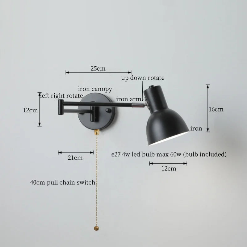 DecorBites™ Cream LED Swing Arm Wall Lamp for Living Room Bedroom Mirror Stair Light