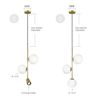 DecorBites™ Glass Ball LED Chandelier: Nordic Modern Pendant Light for Dining Room and Bedroom