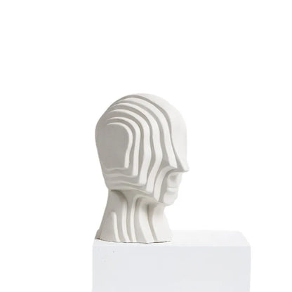 DecorBites™ Geometric Ceramic Head Sculpture | Golden Alien Figurine