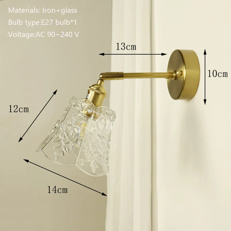 Decorbites™ Messing-Wandarmleuchte mit Glasschirm für Schlafzimmer und Wohnzimmer