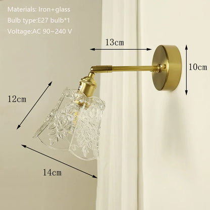 Decorbites™ Messing-Wandarmleuchte mit Glasschirm für Schlafzimmer und Wohnzimmer