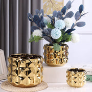 Gold Geometric Ceramic Vase