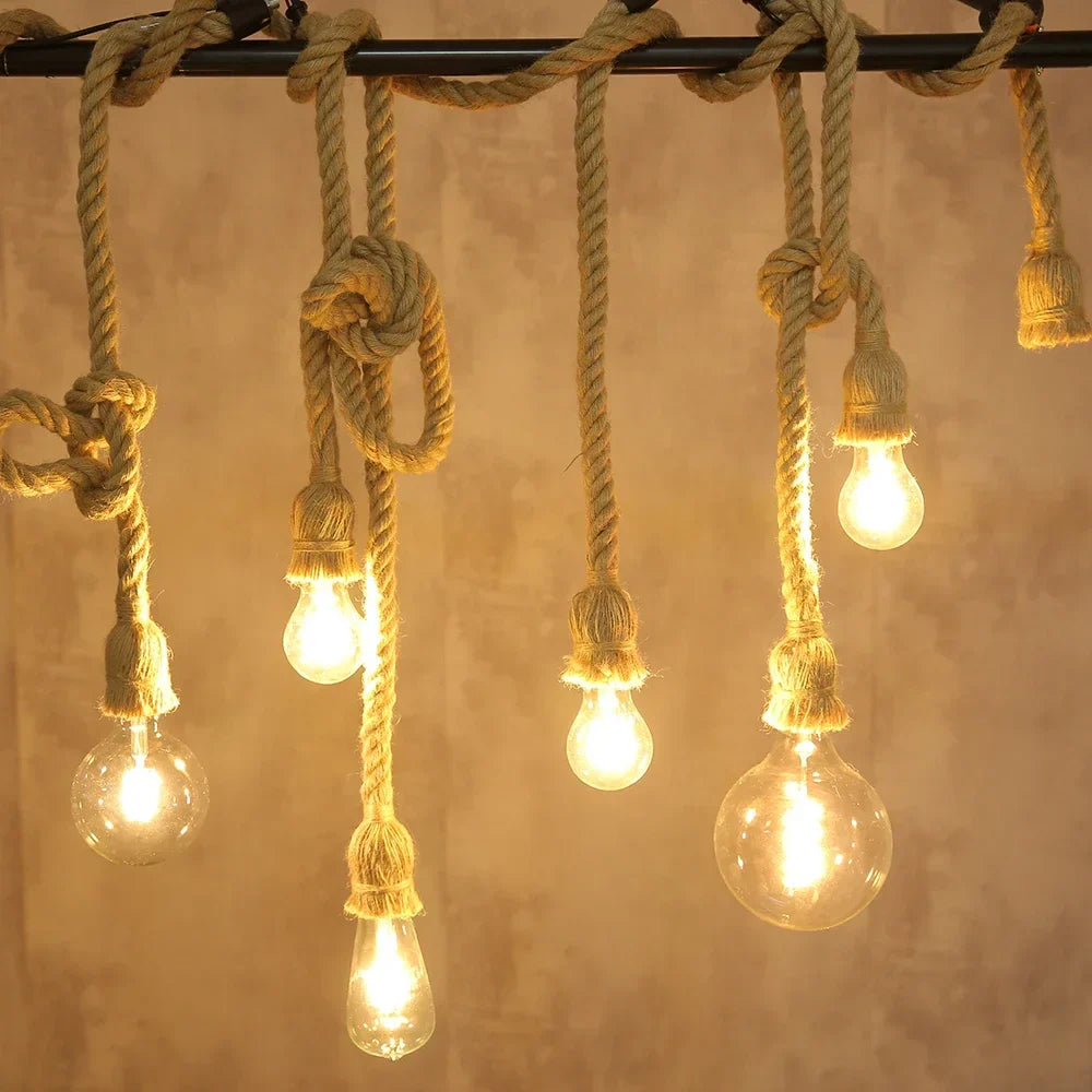 Decorbites™ Hanfseil-Hängeleuchten Retro-Loft-Industrie-Stil Hängelampe für Wohnzimmer Heimdekoration