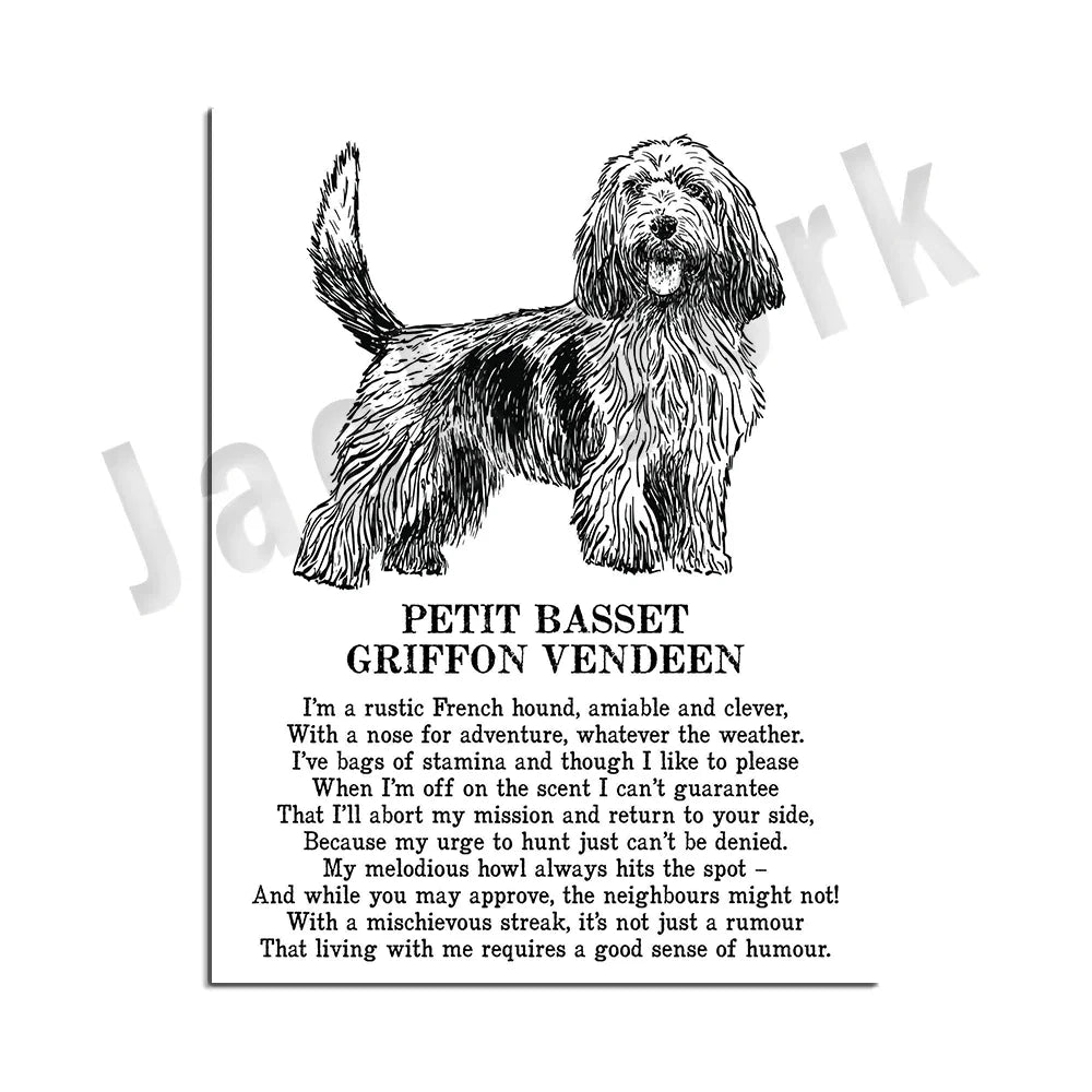 Decorbites™ Hunderassen-Poster: Chinesischer Nackthund, Chesapeake Bay Retriever, Brüsseler Griffon, + Mehr