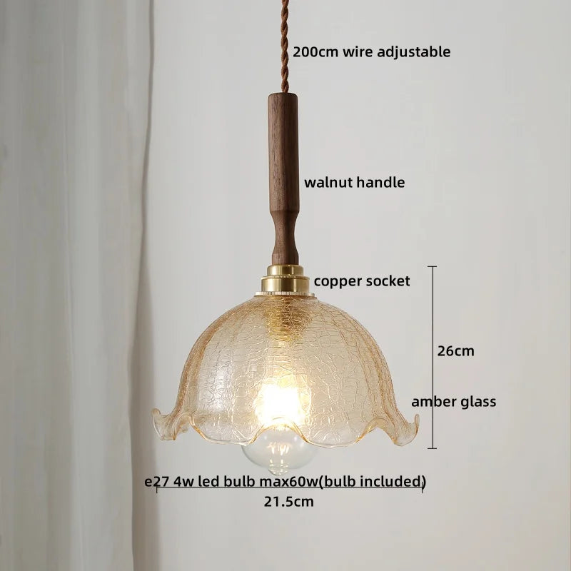Decorbites™ Grüne Glas-LED-Pendantlampen, Walnuss-Kupfer Moderne Hängeleuchten