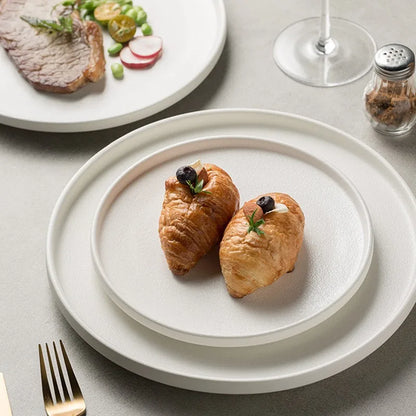 Decorbites™ Schwarzer Keramik-Essens-Teller Steak-Salat-Mittagsteller Tablett – Hotel-Restaurant-Tischgeschirr