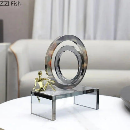 Decorbites™ Kristall Geometrischer Ring Stuhlbasen-Dekor - Goldene Figurenstatue für Raumästhetik