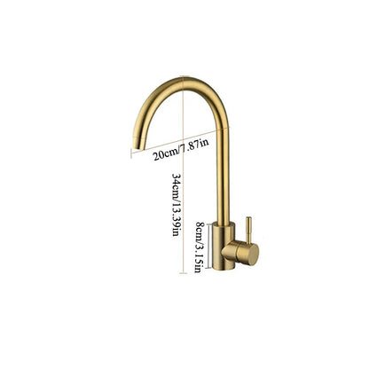 DecorBites™ Gold Stainless Steel Kitchen Faucet: Deck Mounted Hot Cold Water Mixer Taps
