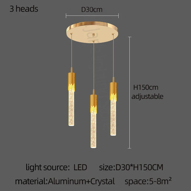 Gold Crystal Kitchen Chandelier 8-Head Design