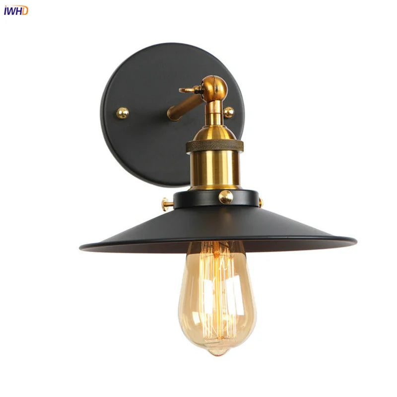 Gold Industrial Wall Lamp For Lofts And Bedrooms