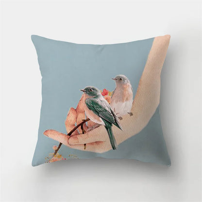 Decorbites™ Reh-Tier Kurz-Plüsch-Kissenbezug mit natürlichen Blättern und Blumen