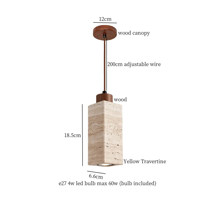 Decorbites™ Japanischer Stein-LED-Pendant-Lampe Gelber Travertin Wabi-Sabi Hängelampe