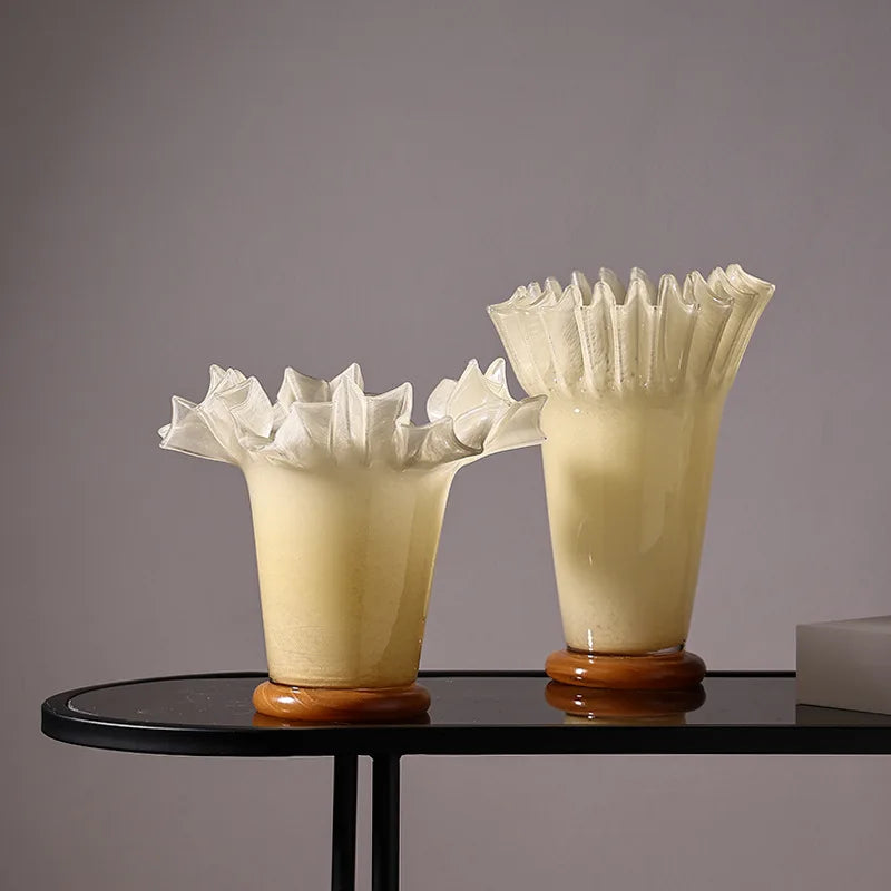 Decorbites™ Große Glasvase mit Lotosblatt-Rand für die Heimdekoration