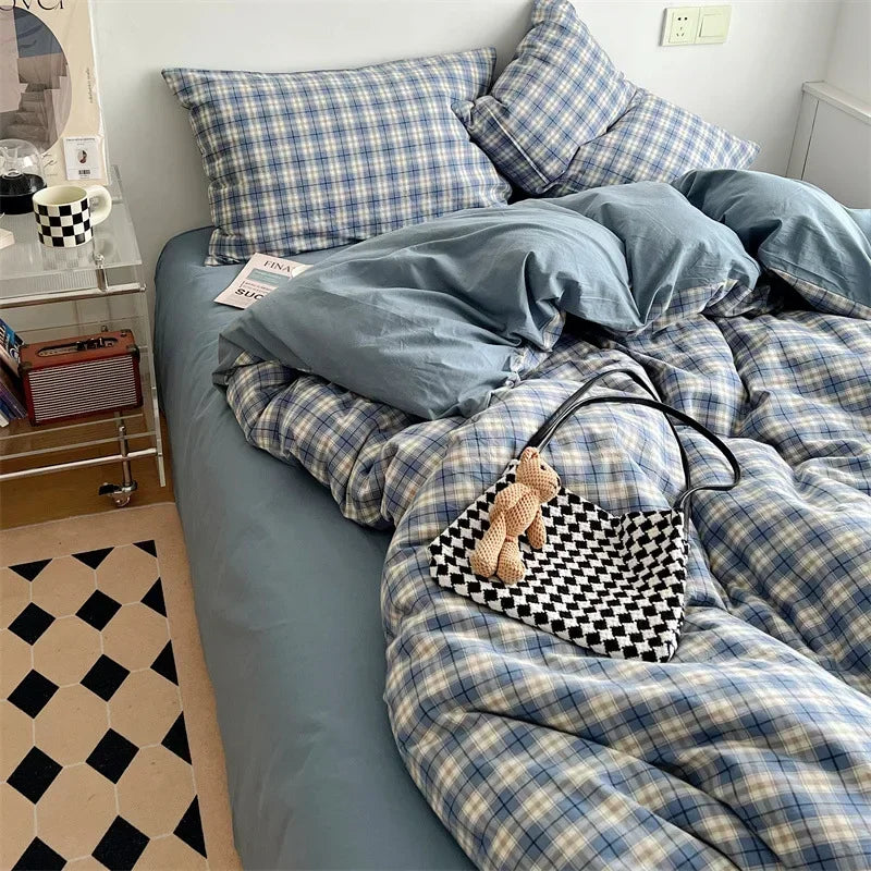 Decorbites™ Japanischer Stil Baumwollbedrucktes 4-teiliges Bettwäsche-Set mit beidseitigem Design
