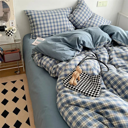 Decorbites™ Japanischer Stil Baumwollbedrucktes 4-teiliges Bettwäsche-Set mit beidseitigem Design