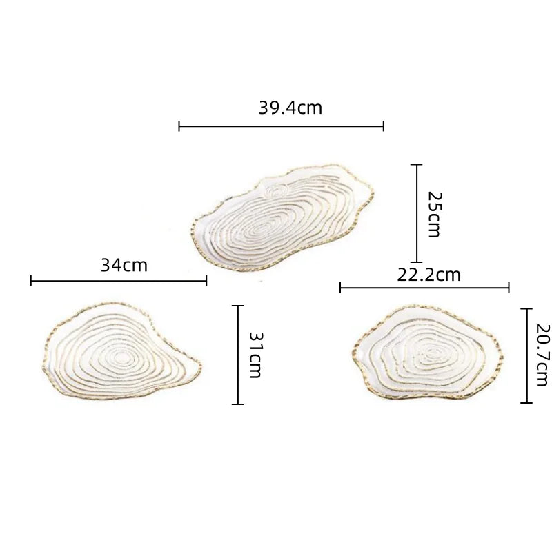 Decorbites™ Goldfolien-Glas-Tablett Geometrische Obstplatte Heimdekoration-Zubehör