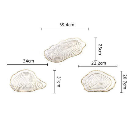Decorbites™ Goldfolien-Glas-Tablett Geometrische Obstplatte Heimdekoration-Zubehör