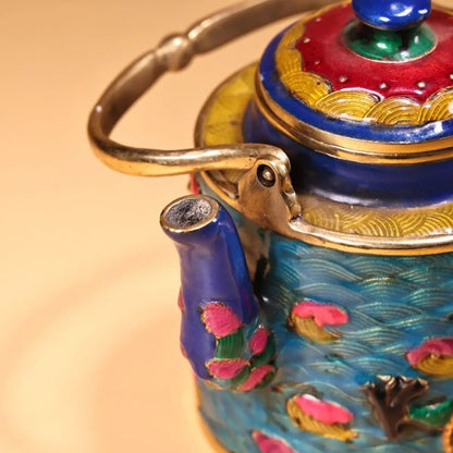 Decorbites™ Drachen-Klossonnier Emaille-Pfanne: Handbemalt und Vergoldetes Kupfer, Chinesischer Stil