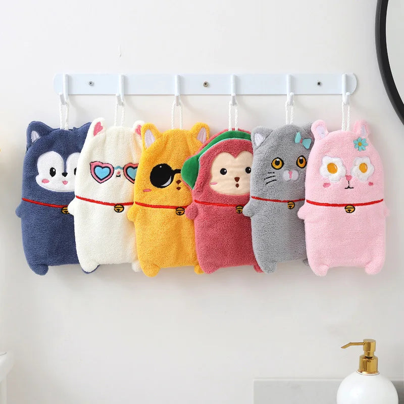 Decorbites™ Süßes Cartoon-Tier Handtuch Doppellagiges Verdicktes Handtuch für Kinder Zuhause Küche