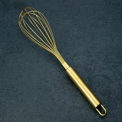 DecorBites™ Gold Steel Egg Beater Whisk Mixer Baking Set Home Kitchen Accessories