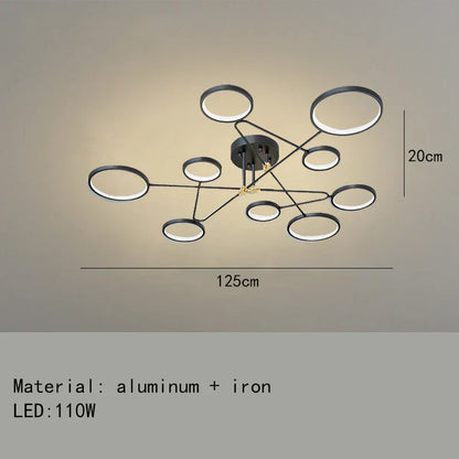 Decorbites™ Gold Schwarz Metall LED Kronleuchter – Minimalistisches 3-Farbtemperatur-Beleuchtung für Wohnzimmer und Restaurant
