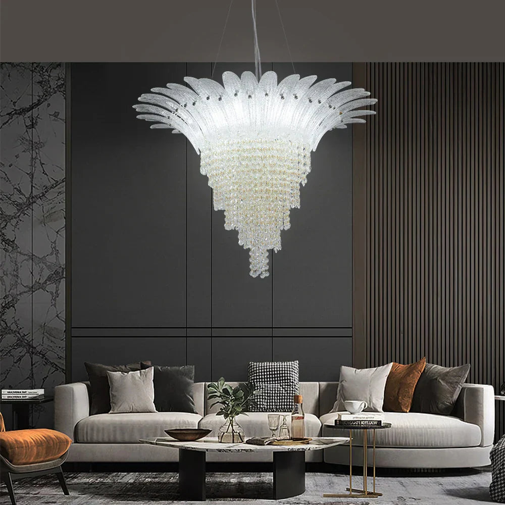Gold LED Chandelier Light Dia85cm Living Room
