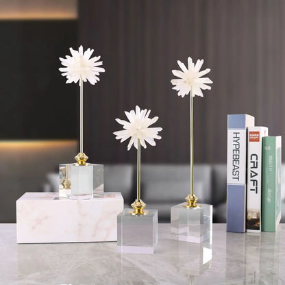 DecorBites™ Crystal Agate Handmade White Flower Home Decor Figurine