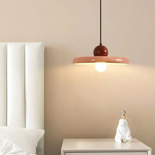 French Cream Flying Saucer Metal Pendant Light