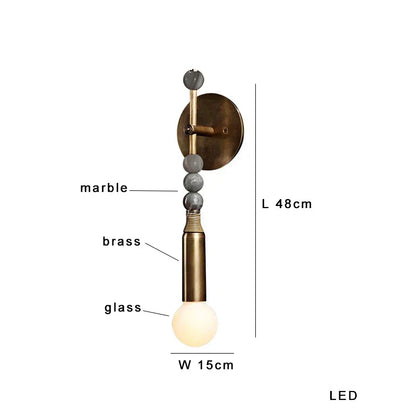 Decorbites™ Messing-Marmor-Kugel-Wandleuchte LED dimmbar klassisches Wohnraumschmuckstück