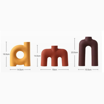 Decorbites™ Geometrische Keramikvase: Ausgehöhlte Buchstaben Blumenarrangement Wohnraumausstattung