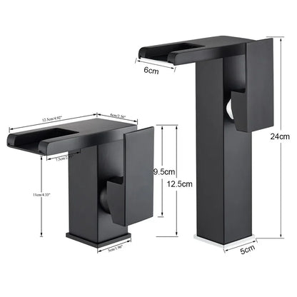 Decorbites™ LED Schwarzer Wasserfall Beckenarmatur: Deckengemontierter Hydroelektrischer Mischbatterie Hahn