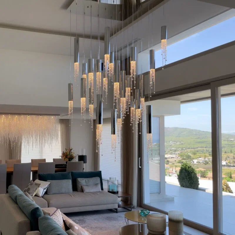 Decorbites™ Kristall-LED-Kronleuchter: Moderne Luxus-Treppenaufsatzleuchte für Innenräume