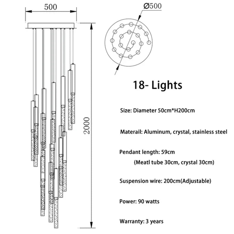 DecorBites™ Crystal LED Chandelier: Modern Nordic Minimalist Indoor Light Fixture for Living Room