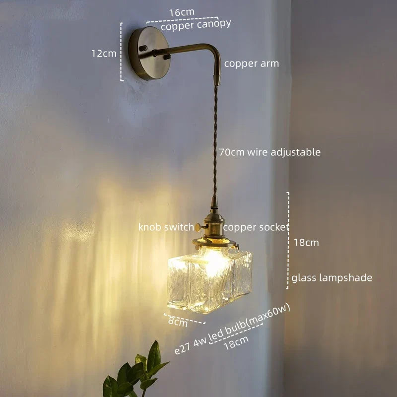 DecorBites™ Glass Copper LED Wall Lamp Modern Corridor Bedside Light