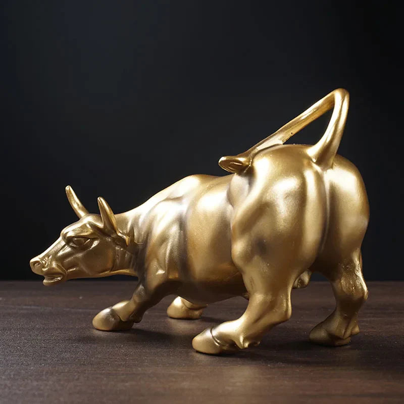 Decorbites™ Gold Wall Street Bull Statue: Bürodekor, Wohnzimmerornament, Schreibtischdekoration