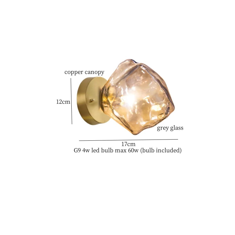 Decorbites™ Lava-Eis-Glas-LED-Wandleuchte Messing Vintage Wandlampe