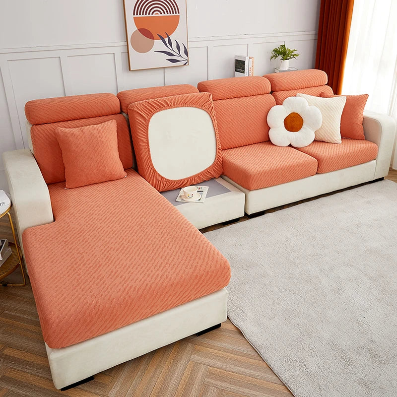 DecorBites™ Jacquard L Sofa Seat Cover Protector: Stretchable, Washable, Thick Slipcovers