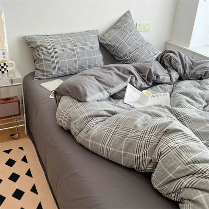 Decorbites™ Japanischer Stil Baumwollbedrucktes 4-teiliges Bettwäsche-Set mit beidseitigem Design