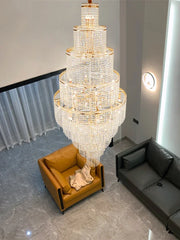 Golden Crystal Ceiling Chandelier Dia100cm High Ceiling