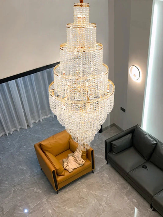 Decorbites™ Große Goldene Kristall-Lüster für moderne Luxus-Hochdecken