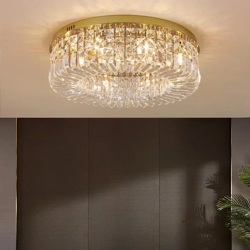 Gold Crystal Dining Chandelier D100cm 16-Light