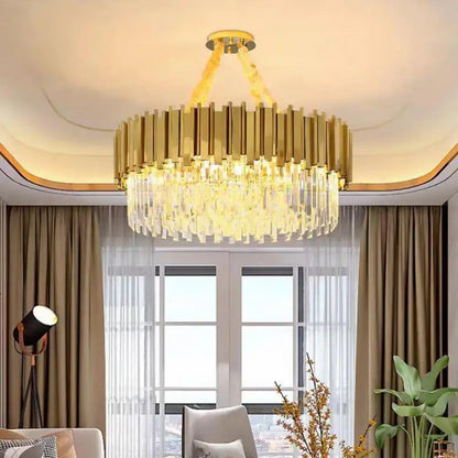 Decorbites™ Crystal-LED-Pendantleuchten: Luxuriöse Goldvergoldete Metall-Hängeleuchte für Wohnzimmer, Esszimmer, Schlafzimmer