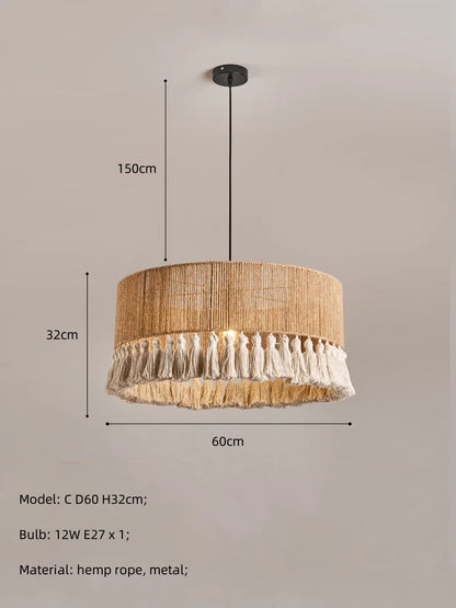 Decorbites™ Hanfseil E27 LED Hängeleuchten Kronleuchter Beleuchtung - Nordische Minimalismus