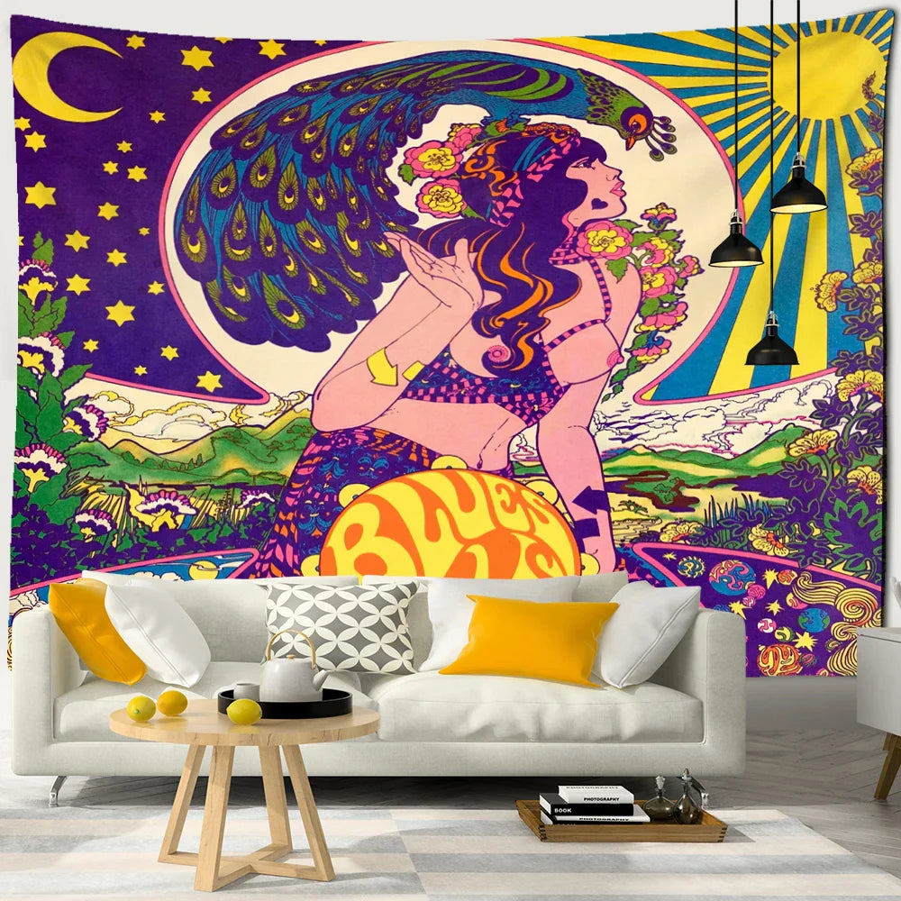 DecorBites™ Kawaii Women Tapestry Anime Girl Illustration Aesthetic Art Hippie Dorm Decor