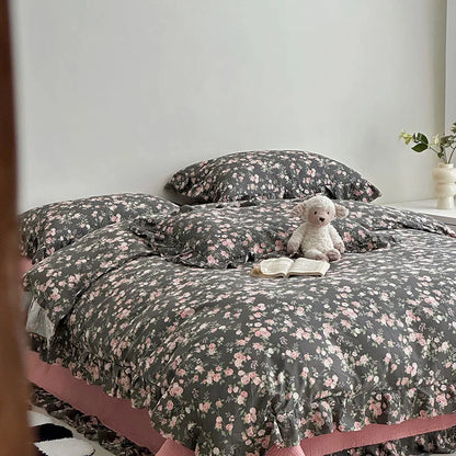 Decorbites™ Koreanische Blumen-Spitzenbettwäsche: Luxuriöse weiche Steppdecke für Queen- und King-Größe, atmungsaktive Heimdekoration