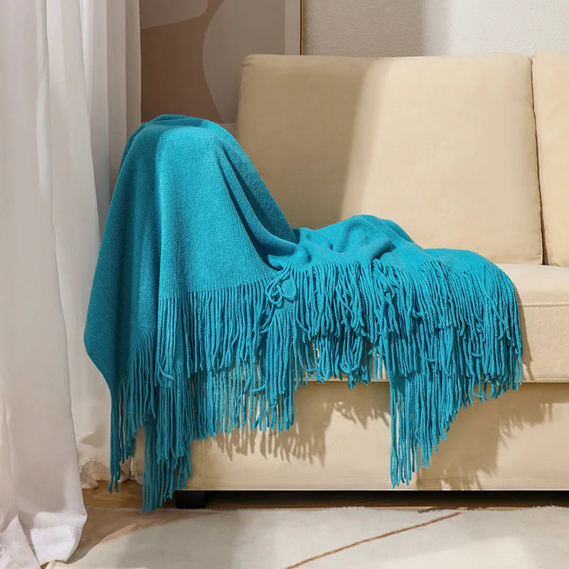 Decorbites™ Gestrickte Nordische Sofadecke - Weiche Wollmischung Bettrandtuch für Hotel-Schlafzimmer-Dekoration
