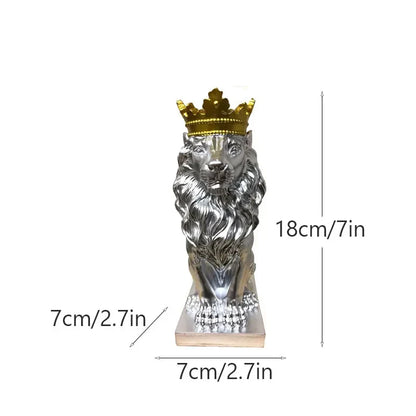 Decorbites™ Goldene Krone Löwenkönig Statue 17 cm Höhe Nordische Handwerkskunst Dekoration für Zuhause und Büro