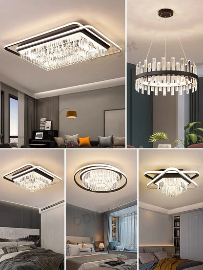 DecorBites™ Crystal Industrial Pendant Lamps Set for Modern Living Room Bedroom Kitchen Decor