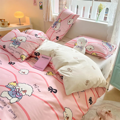 DecorBites™ Cotton Floral Print Bedding Set: Comfortable Sleep Quilt Cover & Fitted Sheet in All Seasons