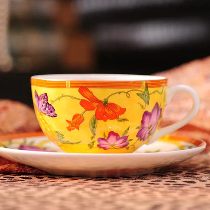 Decorbites™ Elegantes Schmetterlings-Set für Küchenutensilien: Kaffeetasse, Untertasse, Kaffeekanne, Sahnekännchen, Zuckerdose, Teller, Tortenteller